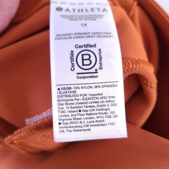 Athleta NWT Womens Delancey Orange Straight Cargo Pants Size 1X - Picture 10 of 11